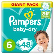 PAMPERS BABY-DRY DIAPERS, SIZE 6, EXTRA LARGE, 13+KG, GIANT PACK, 48 COUNT