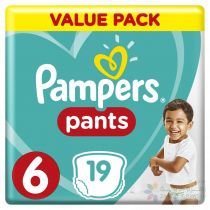 PAMPERS PANTS DIAPERS, SIZE 6, EXTRA LARGE, 16+ KG, CARRY PACK, 19 COUNT