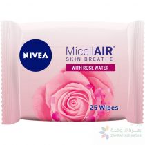 NIVEA MICELLAR ROSE WATER FACE CLEANSING WIPES, 25 WIPES