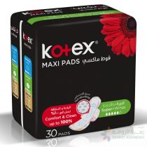 KOTEX MAXI PADS SUPER WITH WINGS 30