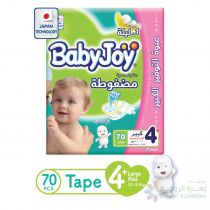 BABYJOY COMPRESSED DIAMOND PAD DIAPER GIANT PACK LARGE+, SIZE 4+, 70 COUNT, 12-21 KG