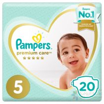 PAMPERS PREMIUM CARE DIAPERS, SIZE 5, JUNIOR, 11-16 KG, MID PACK, 20 COUNT